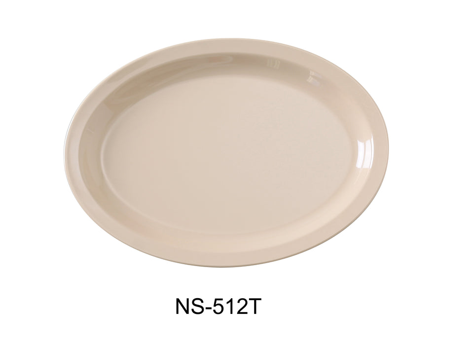 Yanco NS-512T Nessico Oval Platter with Narrow Rim, 11.5" Length, 8" Width, Melamine, Tan Color, Pack of 24