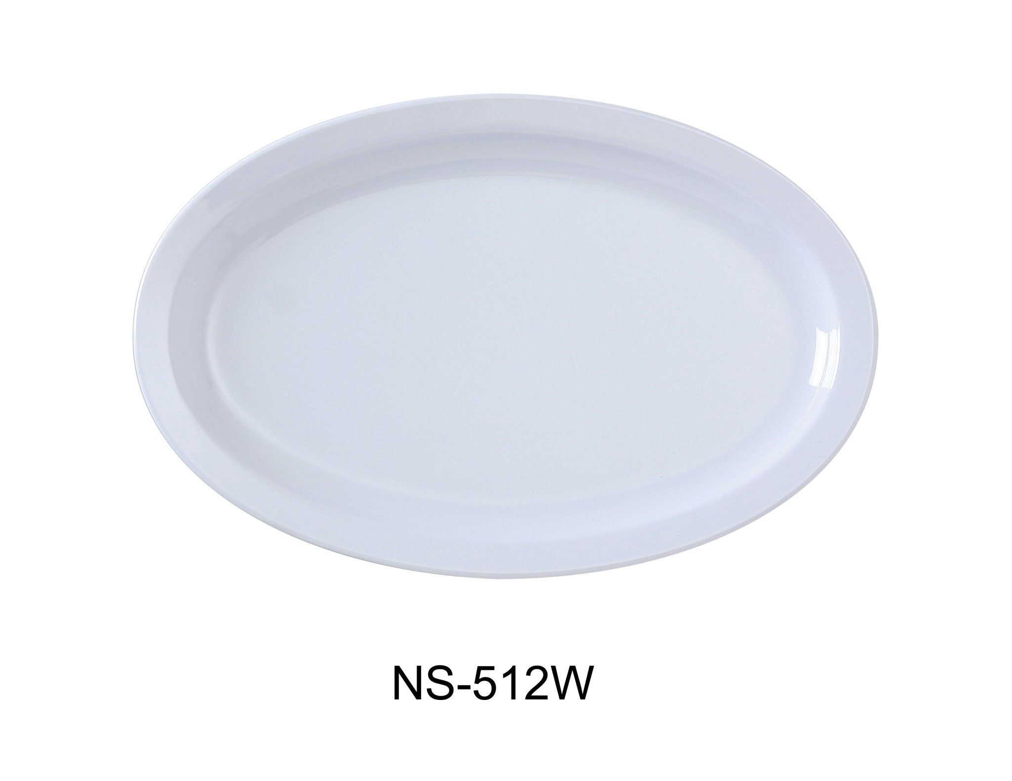 Yanco NS - 512W Nessico Oval Platter with Narrow Rim, 8" Width, 11.5" Length, Melamine, White Color, Pack of 24