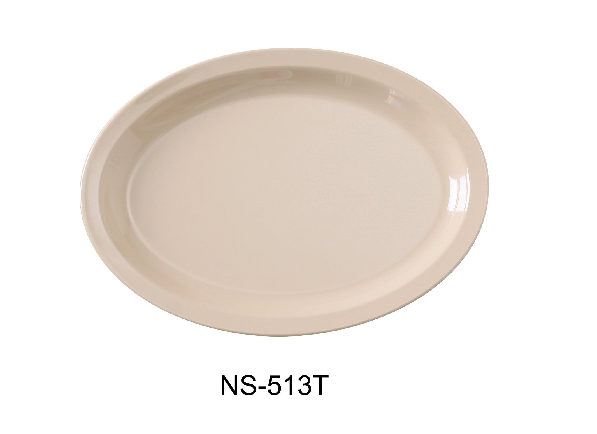 Yanco NS - 513T Nessico Oval Platter with Narrow Rim, 13" Length, 8.5" Width, Melamine, Tan Color, Pack of 12