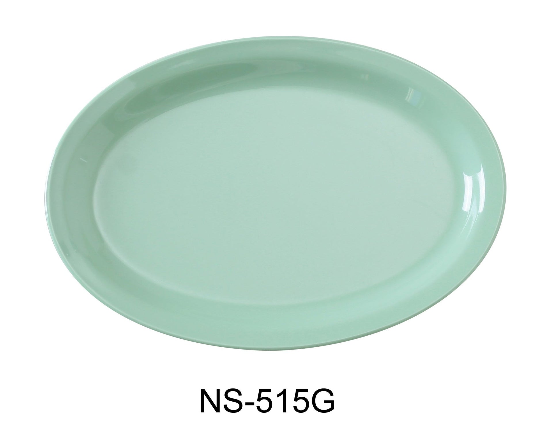 Yanco NS - 515G Nessico Oval Platter with Narrow Rim, 13.25" Length, 9.5" Width, Melamine, Green Color, Pack of 12