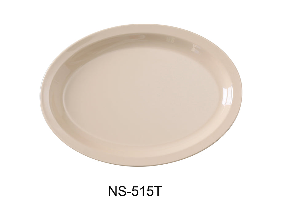 Yanco NS-515T Nessico Oval Platter with Narrow Rim, 13.25" Length, 9.5" Width, Melamine, Tan Color, Pack of 12