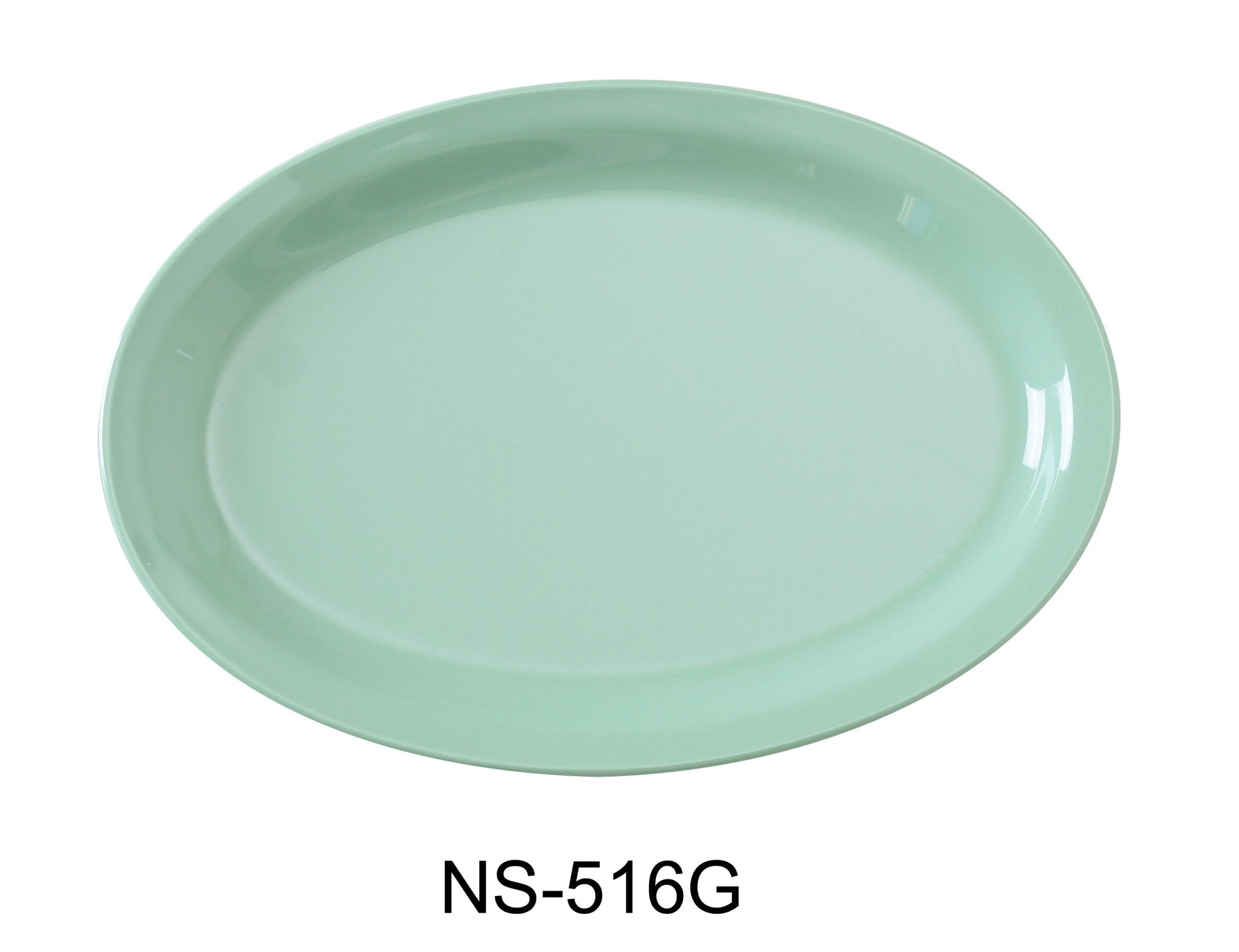 Yanco NS - 516G Nessico Oval Platter with Narrow Rim, 15.5" Length, 11.75" Width, Melamine, Green Color, Pack of 12