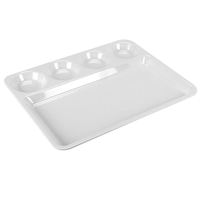 Melamine 4 compartment Rectangle Platter, 16 Inch - White, Pack of 6
