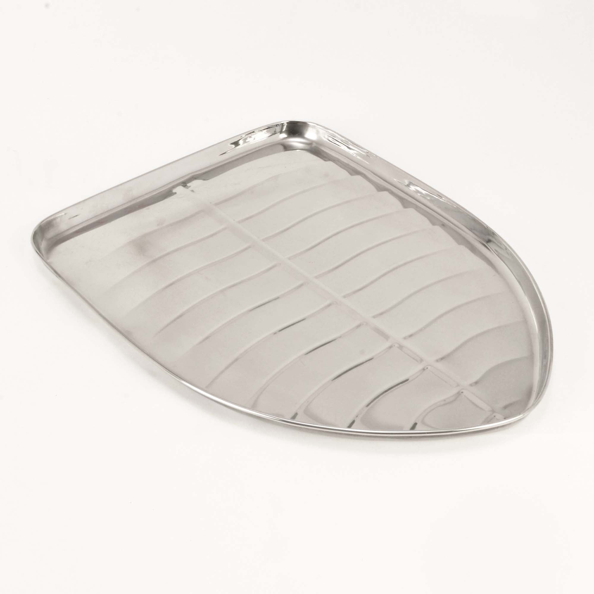 Stainless Steel Banana Leaf Platter Medium - 11 Inch x 14.5 Inch