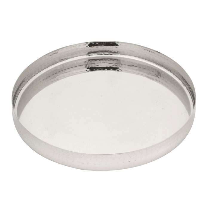 Stainless Steel Hammered Round Curved Border Thali platter 13 inch (33 cm)