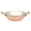 Nishi C-S-K-B-H-2 – Copper/Stainless Steel Kadai Bowl with Brass Handles - 16 Oz.