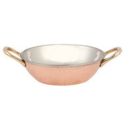 Copper/Stainless Steel Kadai Bowl with Brass Handles - 16 Oz.