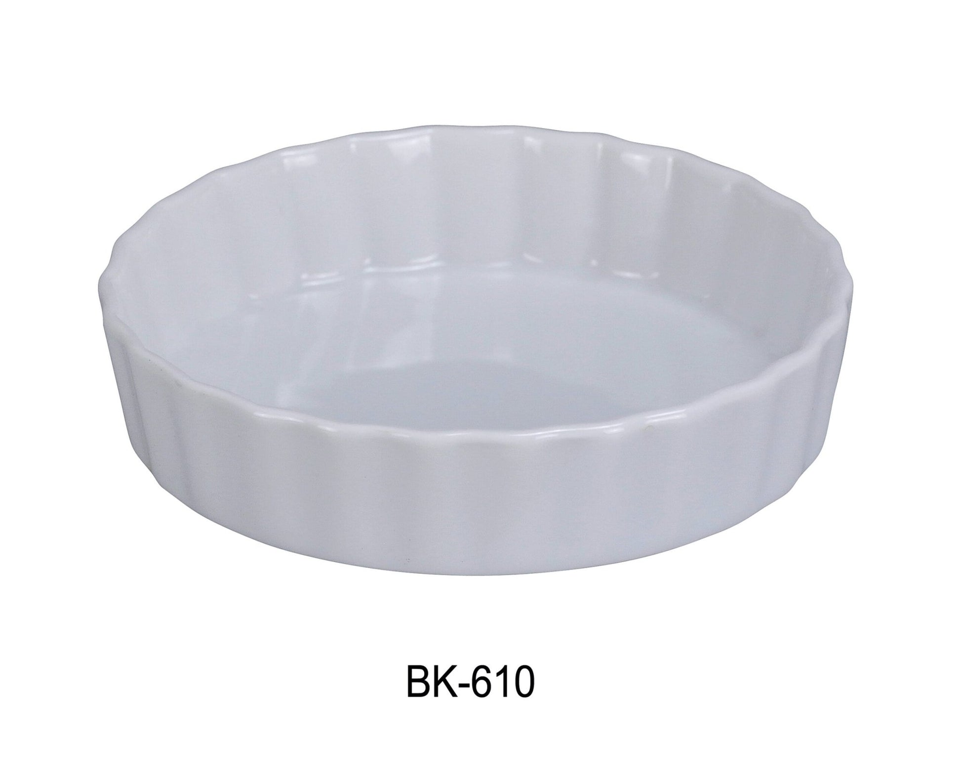Yanco BK - 610 Quiche Dish, 42 oz Capacity, 9.75"‚ Diameter, 1.25"‚ Height, China, Super White, Pack of 12