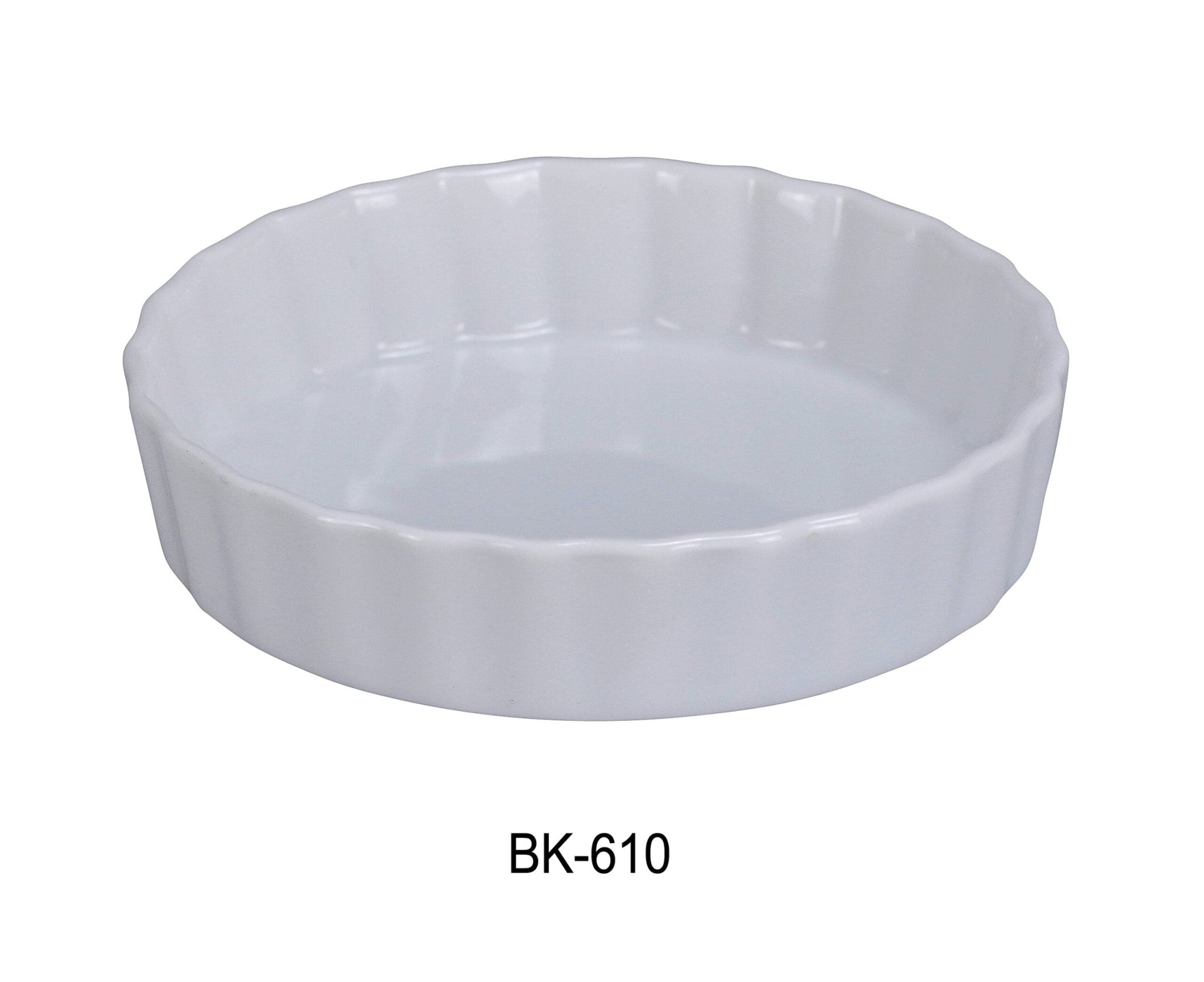 Yanco BK - 610 Quiche Dish, 42 oz Capacity, 9.75"‚ Diameter, 1.25"‚ Height, China, Super White, Pack of 12