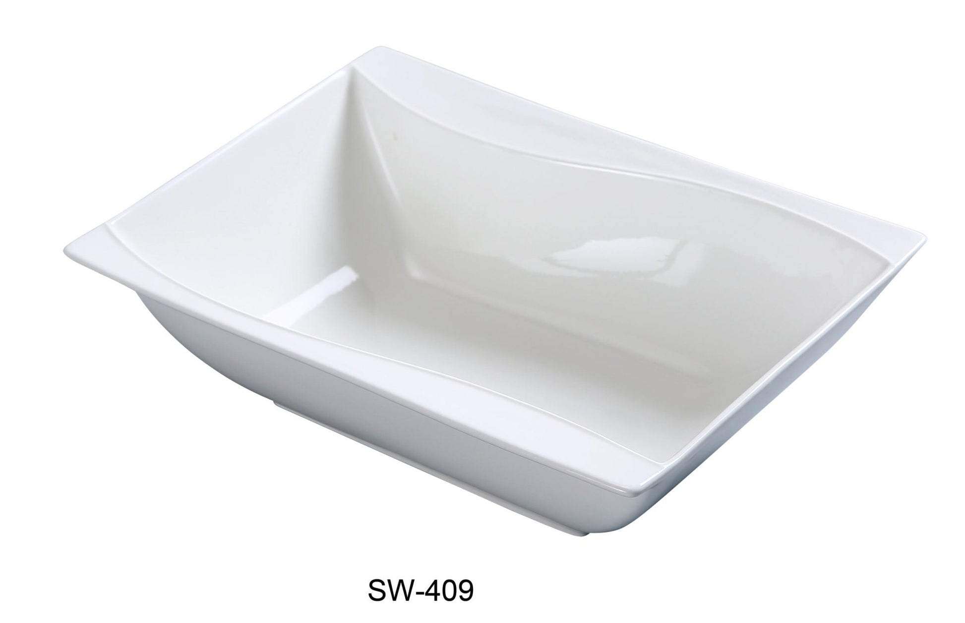 Yanco SW - 409 Sea Wave Rectangular Bowl, 25 oz, 9"‚ Length x 6.5"‚ Width, China, Bone White, Pack of 12
