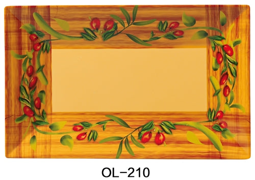 Yanco OL-210 Olive Rectangular Plate, 10" Length, 6" Width, Melamine, Pack of 24