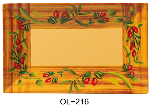 Yanco OL-216 Olive Rectangular Plate, 16" Length, 9.5" Width, Melamine, Pack of 12