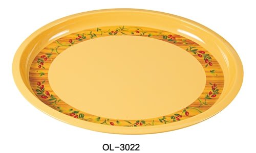 Yanco OL - 3022 Olive Turkey Platter, 22" Length, 18" Width, 1.25" Height, Melamine, Pack of 6