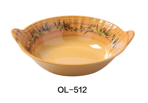 Yanco OL-512 Olive 11" BOWL WITH HANDLE 2 QT, 12.5" Length and 3.75" Height with Handle, Melamine, Pack of 6