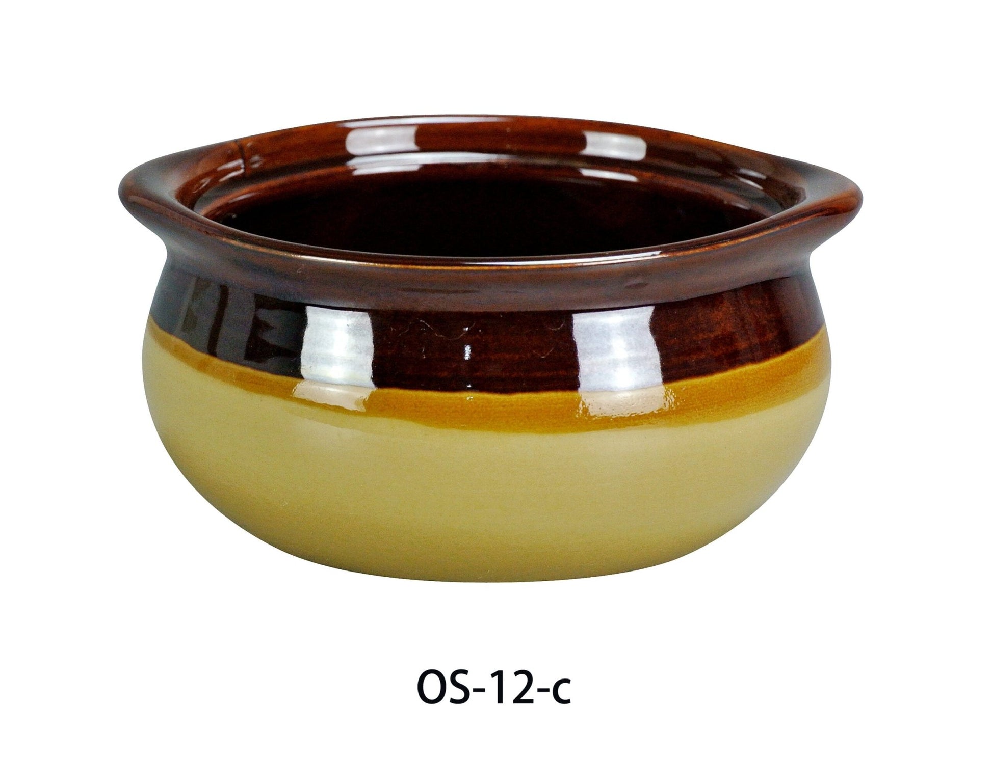 Yanco OS - 12 - C Onion Soup Crock, Two Tone, 12 oz Capacity, 4.25"‚ Diameter, 2"‚ Height, China, Brown Color, Pack of 24