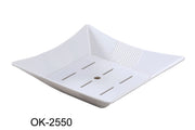 Yanco OK - 2550 Osaka - 2 Sea Food Bowl, Rectangular, 16"‚ Length, 7.75"‚ Width, 3.5"‚ Height, Melamine, White Color, Pack of 6