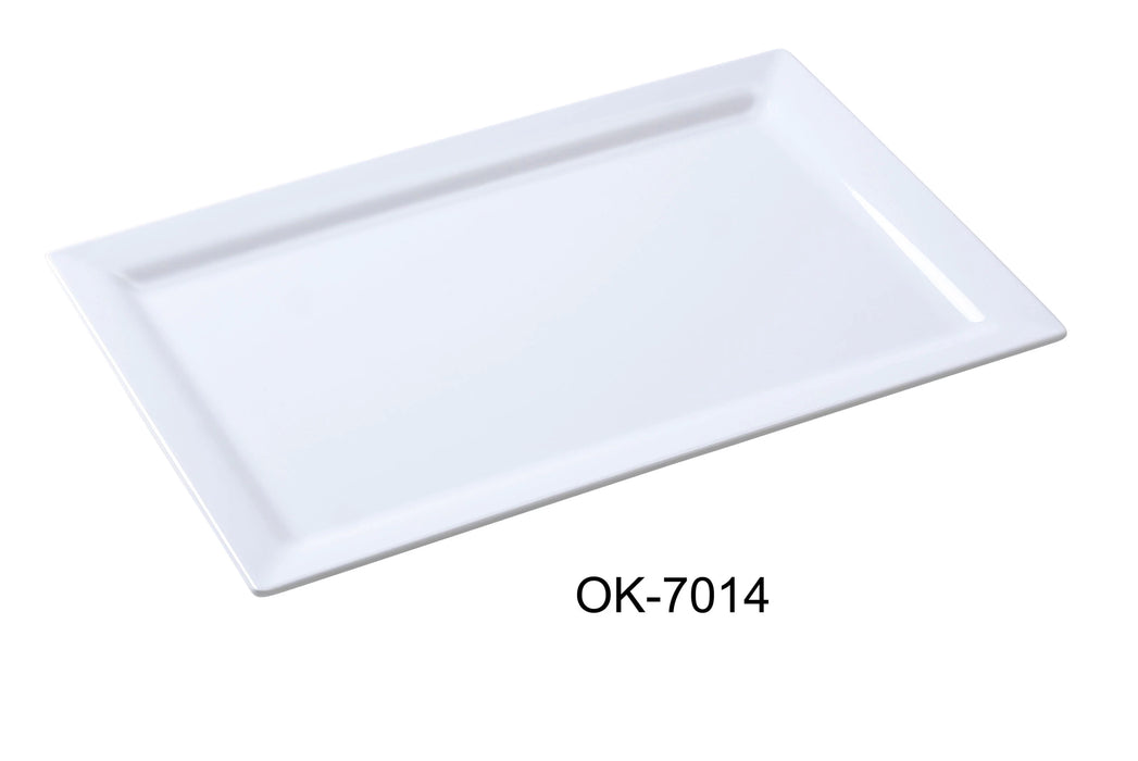 Yanco OK-7014 Osaka-2 Display Plate, Rectangular, 14″ Length, 7″ Width, Melamine, White Color, Pack of 12