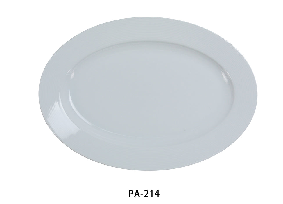Yanco PA-214 Paris 14" x 10 1/2" Oval Platter, China, Super White, Pack of 12