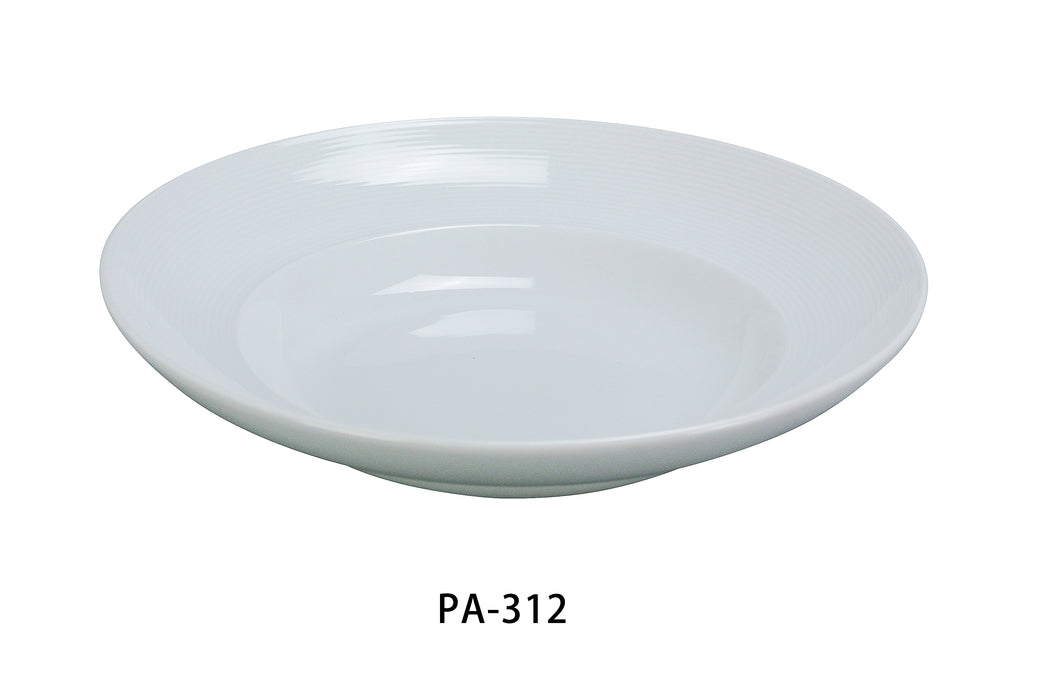 Yanco PA-312 Paris 12" x 2 1/2" Pasta Bowl, 22 Oz, China, Round, Super White, Pack of 12