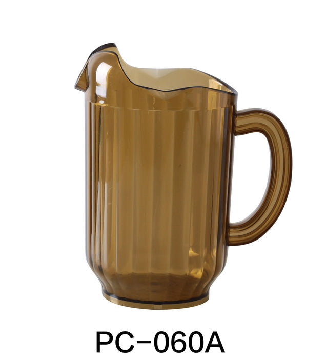 Yanco PC-060A 3-Spout Pitcher, 60 oz Capacity, 8.25″ Height, 5″ Diameter, Plastic, Amber Color, Pack of 12