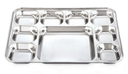 Stainless Steel Rectangular Compartment Plate / Thali with 8 Bowls and 1 Square compartment - 13 Inch