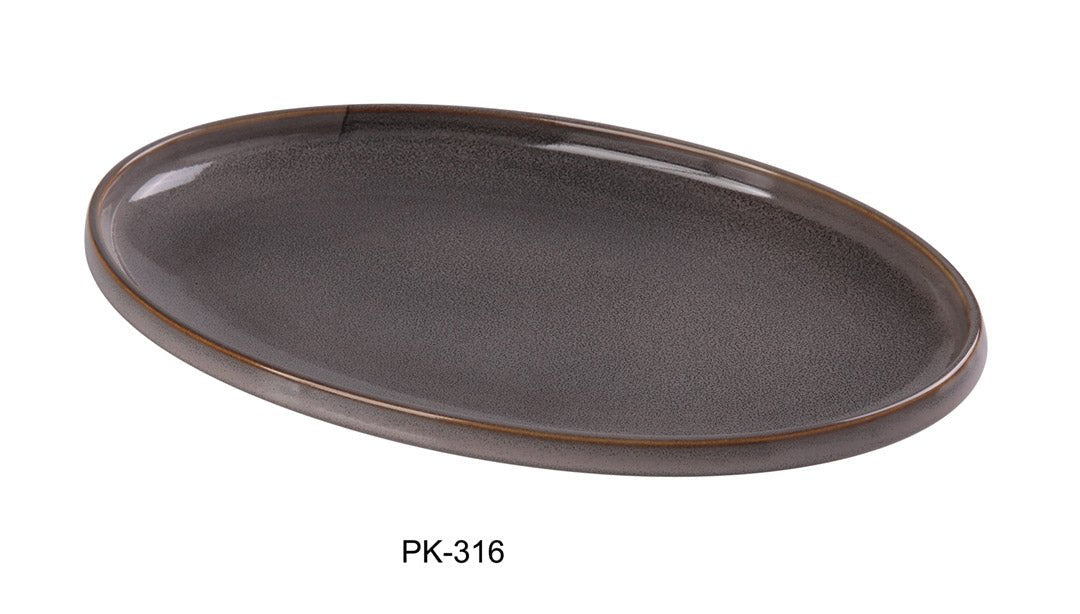 Yanco PK - 316 Peacock 16" x 10" x 1 1/2" Oval Plate, China, Pack of 6