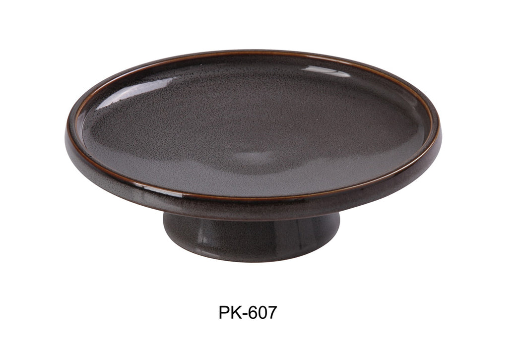 Yanco PK-607 Peacock 7 1/2" x 2 1/2" Dessert Plate with Stand, China, Pack of 12