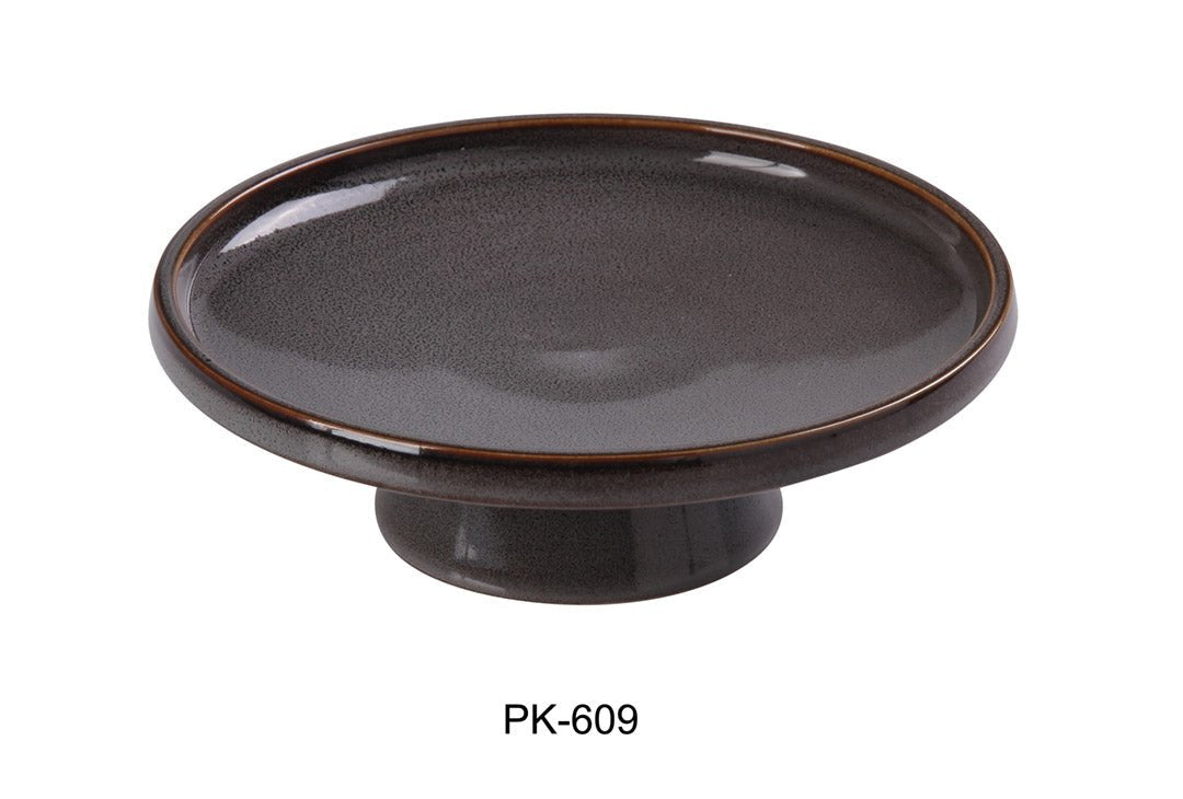 Yanco PK - 609 Peacock 9" x 3" Dessert Plate with Stand, China, Pack of 12