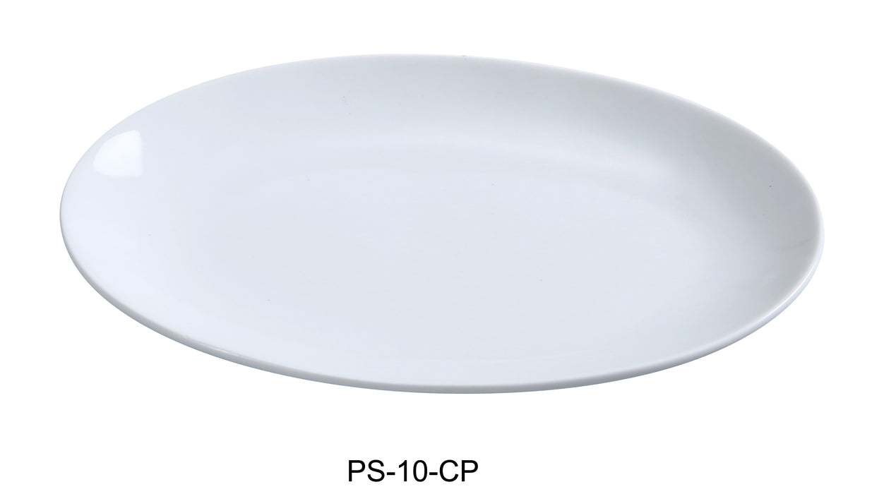 Yanco PS-10-CP Piscataway 10" x 7" Coupe Platter, China, White, Pack of 24