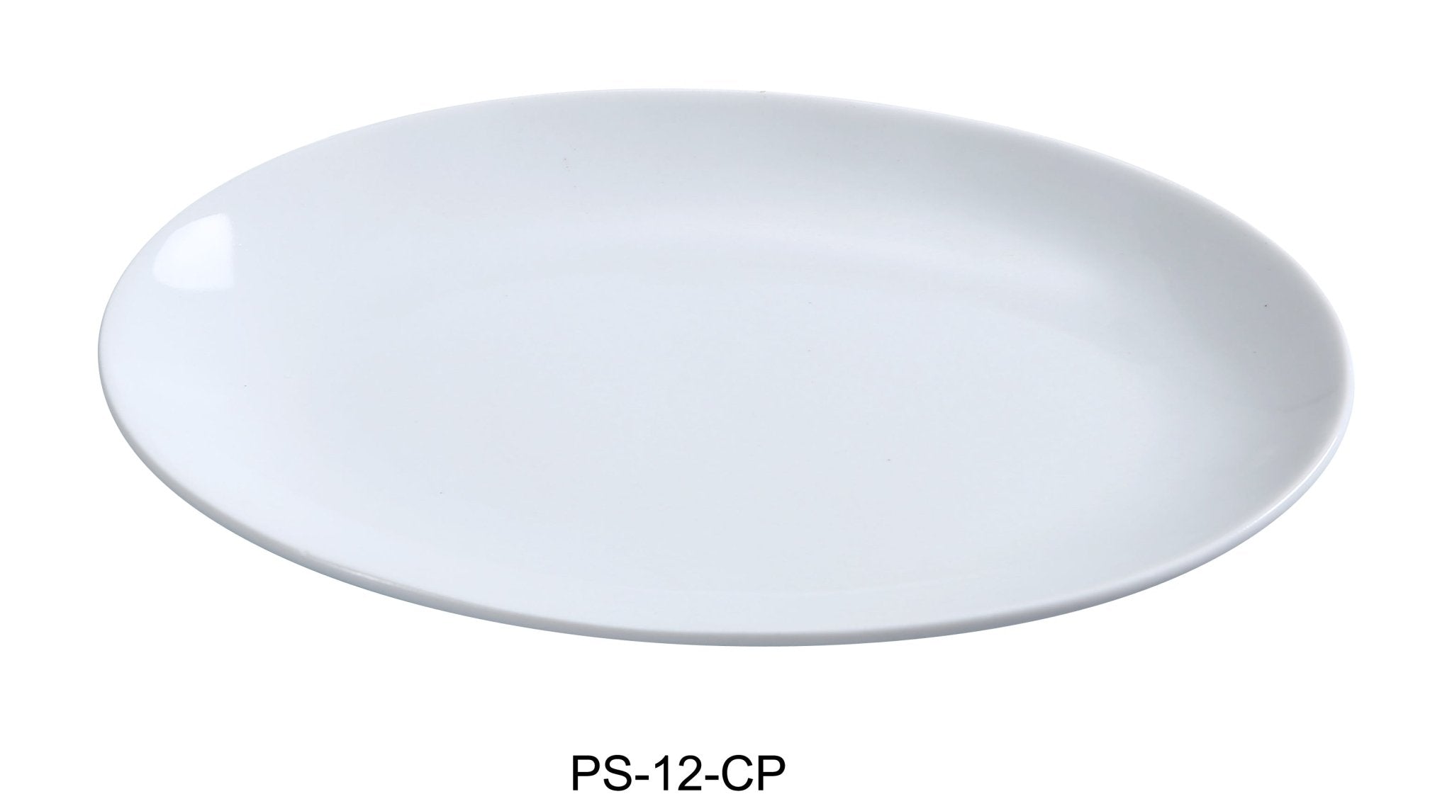 Yanco PS - 12 - CP Piscataway 12" x 8 1/4" Coupe Platter, China, White, Pack of 12