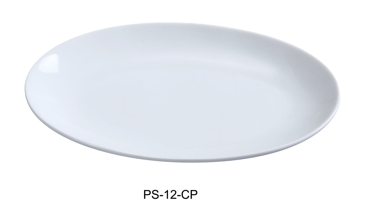 Yanco PS-12-CP Piscataway 12" x 8 1/4" Coupe Platter, China, White, Pack of 12
