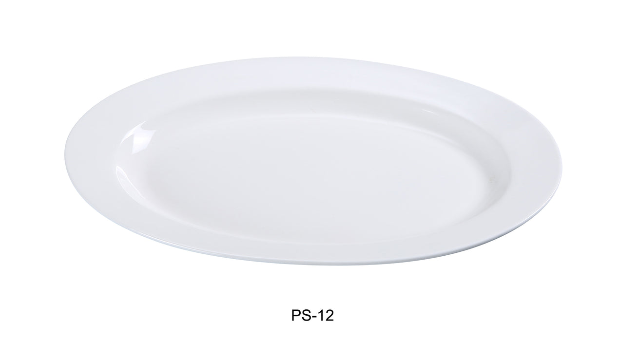 Yanco PS-12 Piscataway-2 10 5/8" x 7 1/4" Oval Platter, China, White, Pack of 24