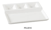 Yanco PS - 2010 Piscataway 10 1/4" x 8 3/4" 4 Compartment Plate, China, Rectangular, White, Pack of 12