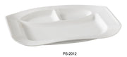 Yanco PS - 2012 Piscataway 12" x 8 1/2" 3 - Compartment, China, Rectangular, White, Pack of 12