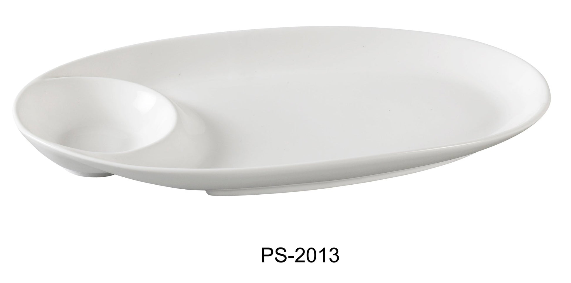 Yanco PS - 2013 Piscataway 13" x 7" Oval Compartment, China, White, Pack of 12