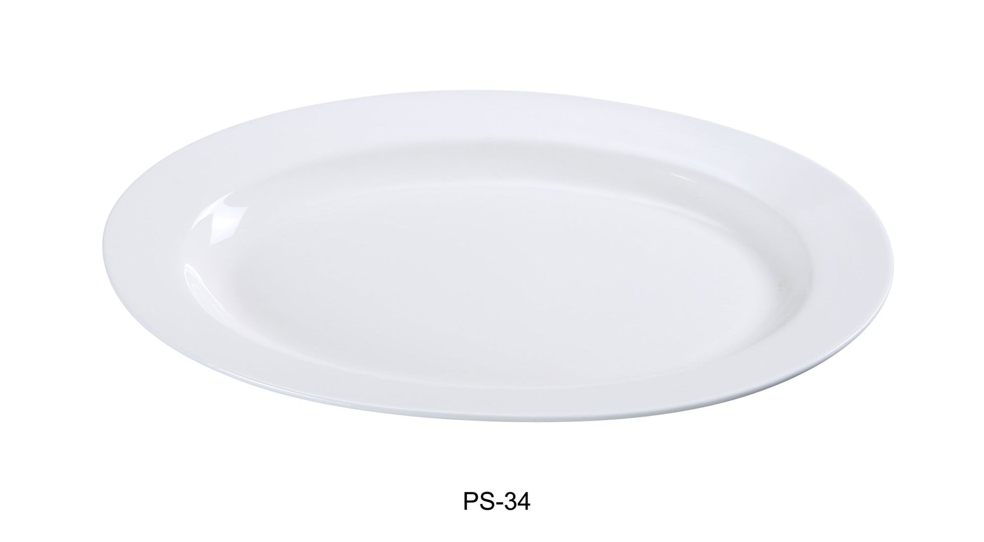Yanco PS - 34 Piscataway - 2 9 1/2" x 6 3/8" Oval Platter, China, White, Pack of 24