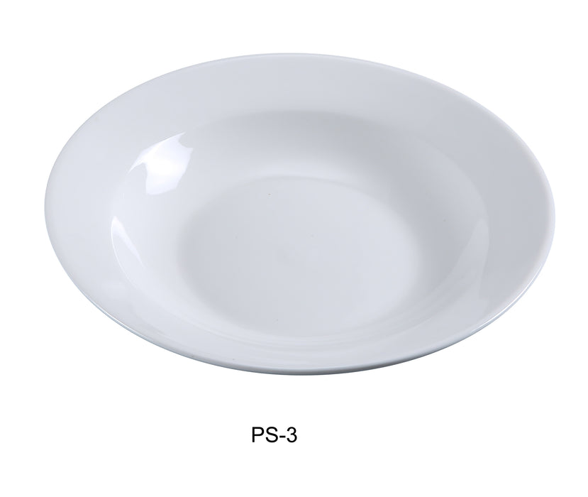 Yanco PS-3 Piscataway-2 9" Soup Plate, 10 Oz, China, Round, White, Pack of 24