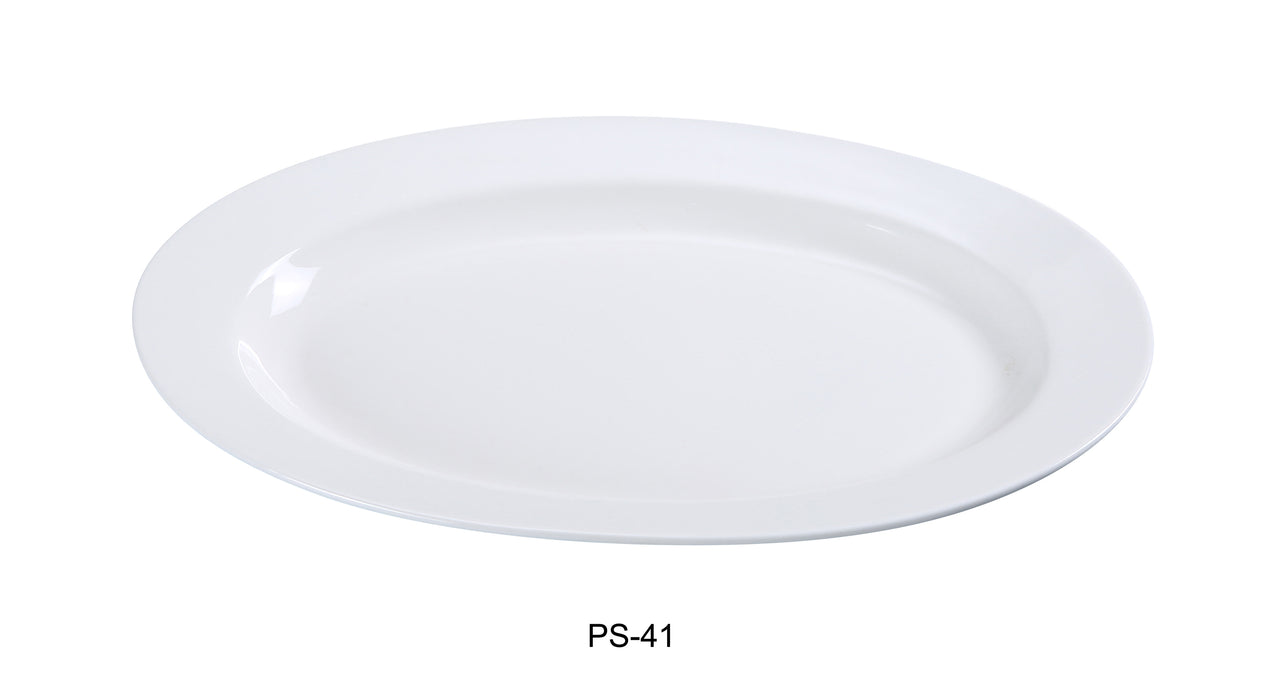 Yanco PS-41 Piscataway-2 14" x 9 1/2" Oval Platter, China, White, Pack of 12