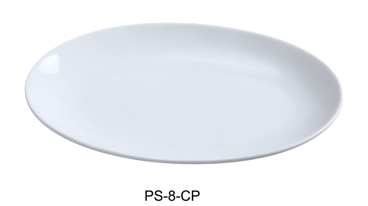 Yanco PS-8-CP Piscataway 8" x 5 1/2" Coupe Platter, China, White, Pack of 24