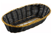 Winco Oblong Cracker Polypropylene Basket - Black/Gold