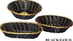 WINCO Oval Poly Woven Basket - Black/Gold