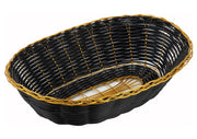 WINCO Oval Poly Woven Basket - Black/Gold