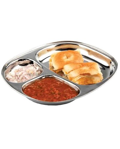 Stainless Steel Round 3 compartment serving platter 9.5 inch