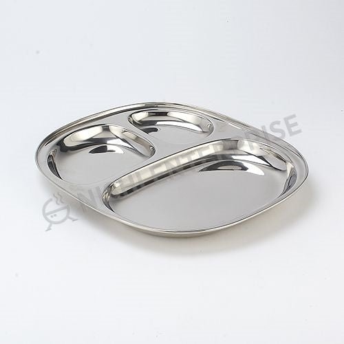 Stainless Steel Round 3 compartment Plate 8.25 inch
