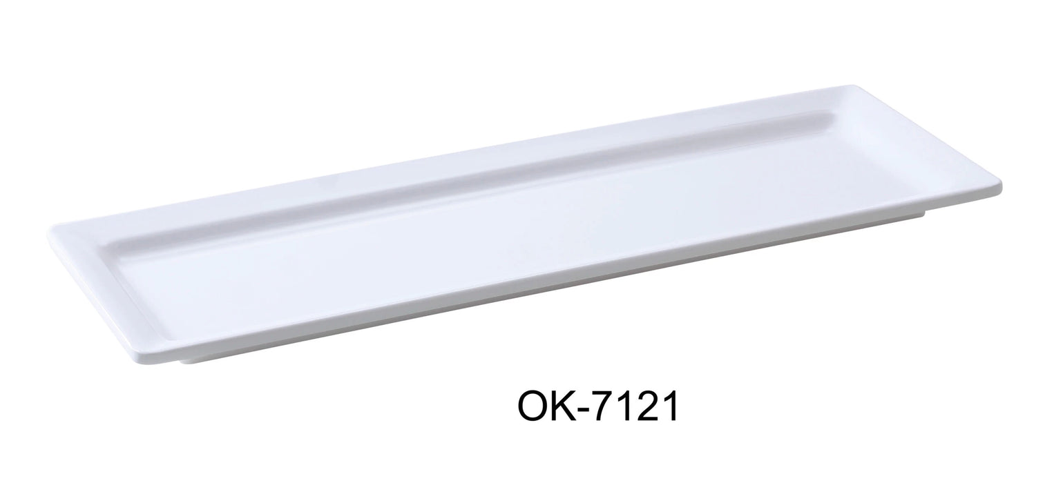 Yanco OK-7121 Osaka-2 Display Plate, Rectangular, 21″ Length, 7″ Width, Melamine, White Color, Pack of 6