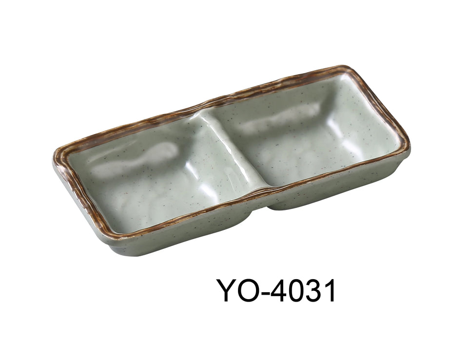 Yanco YO-4031 Yoto 6″ X 2 3/4″ X 3/4″ DOUBLE SAUCE DISH 5 OZ EACH, Melamine, Matte Finish, Pack of 48