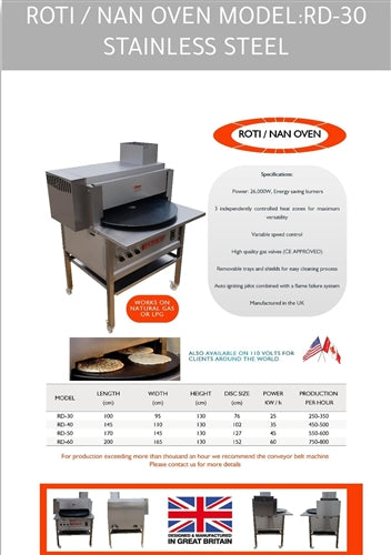 Rotoquip Roti Naan Pita Bread Machine Oven -NON Certified - Gas