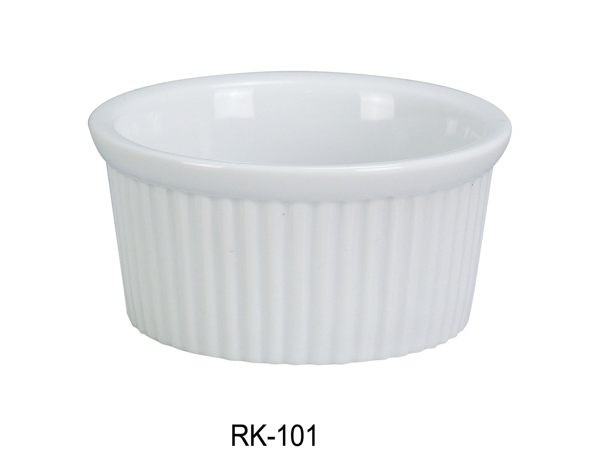 Yanco RK - 101 Ramekin, Fluted, 1 oz Capacity, 2.25"‚ Diameter, 1"‚ Height, China, Super White Color, Pack of 72