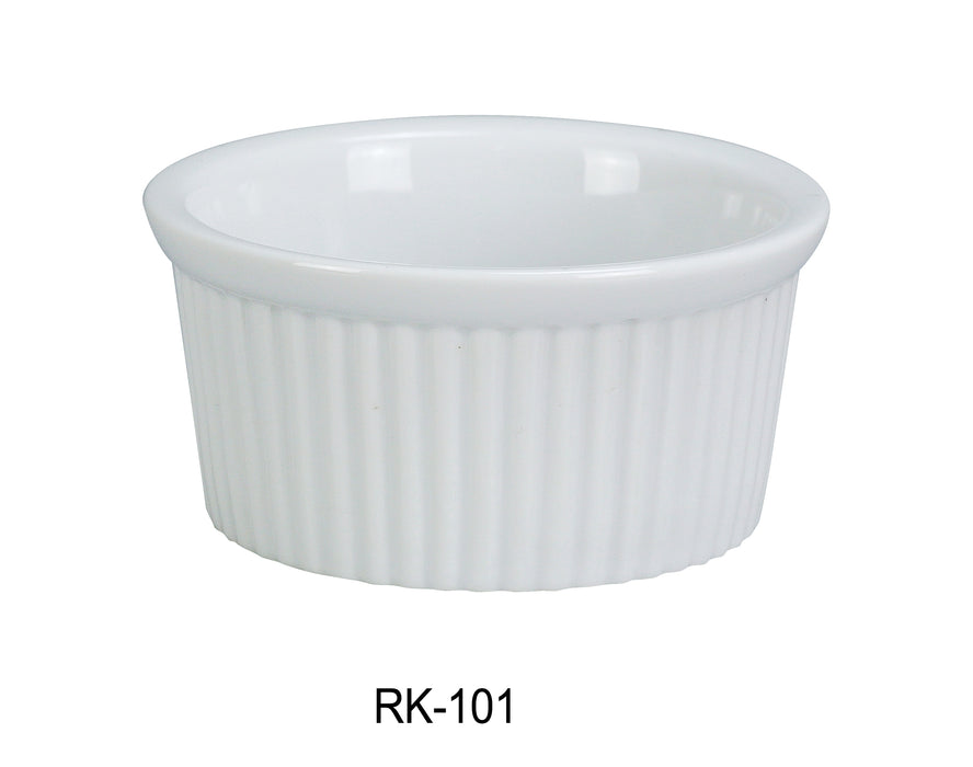 Yanco RK-101 Ramekin, Fluted, 1 oz Capacity, 2.25″ Diameter, 1″ Height, China, Super White Color, Pack of 72