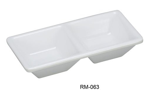 Yanco RM - 063 Rome 2 - Compartment Dessert Dish, 5.125" Length, 2.5" Width, Melamine, White Color, Pack of 48
